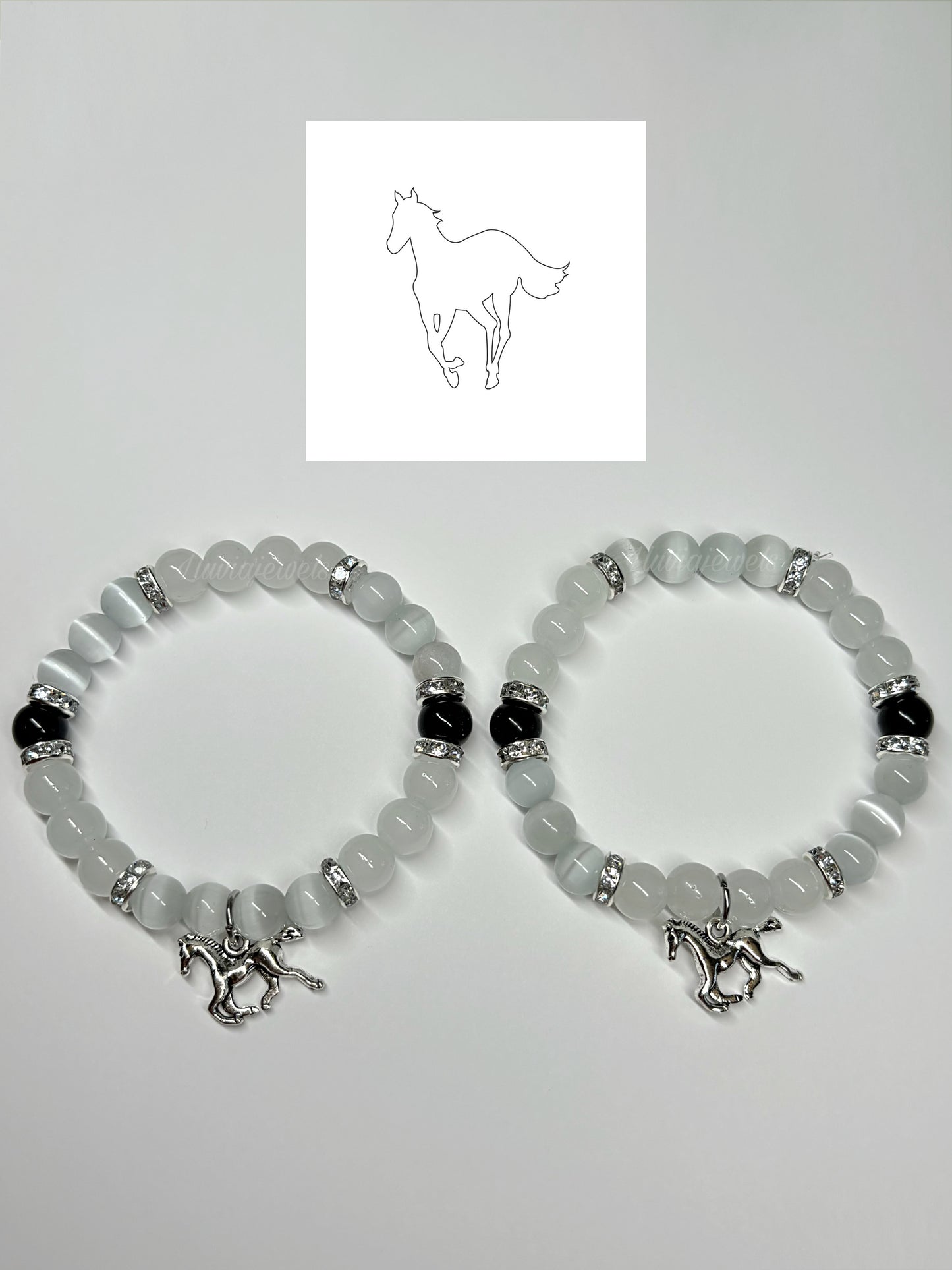 White pony bracelets