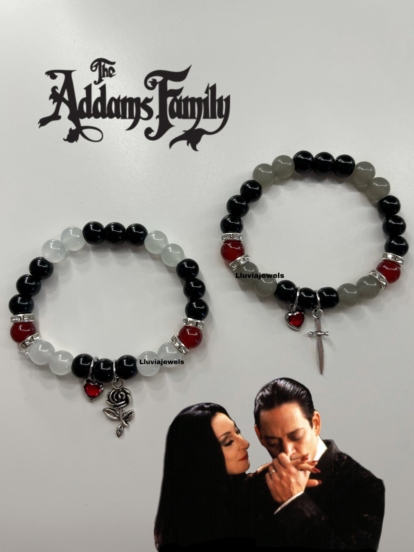 Morticia and Gomez bracelets