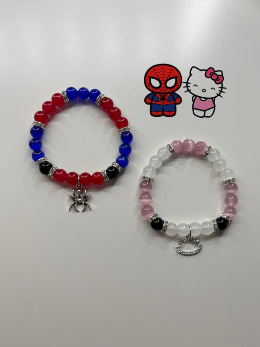 Kitty and spider bracelets